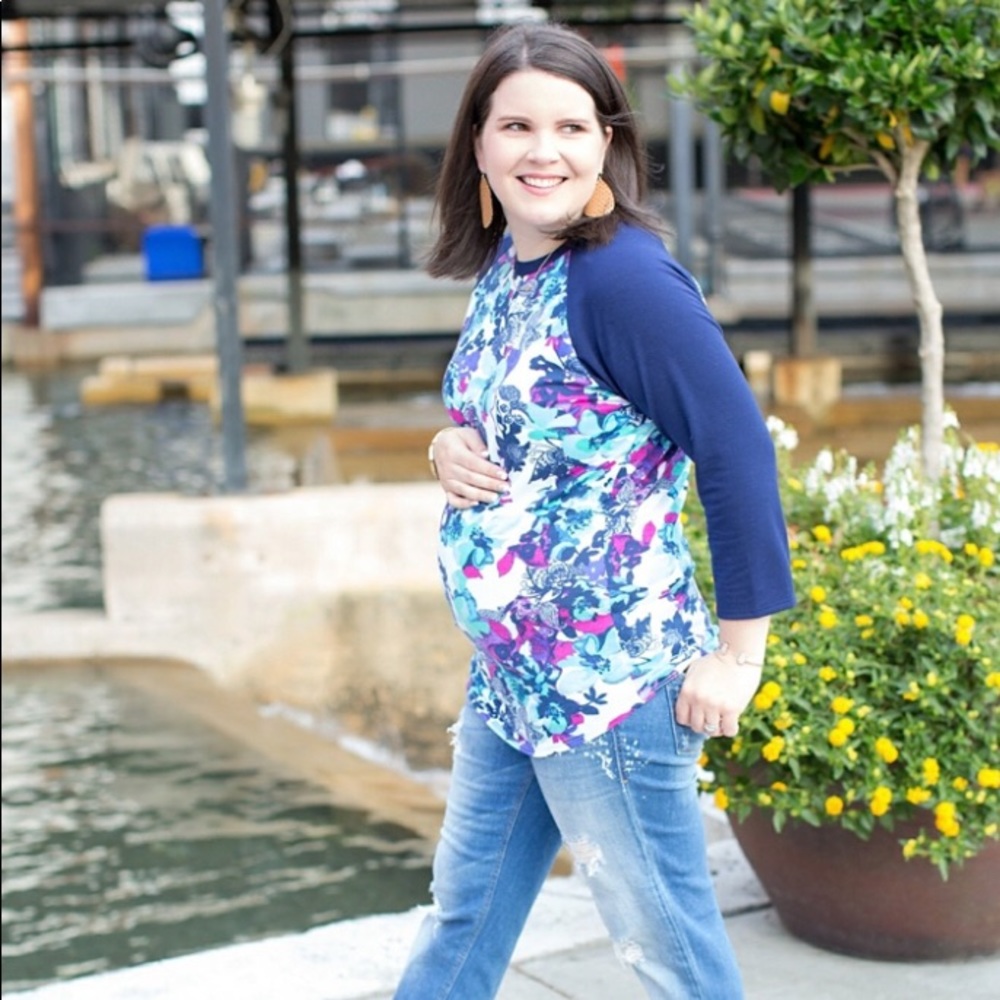 LuLaRoe Striped Randy Baseball Tee - Picture 4 of 5
